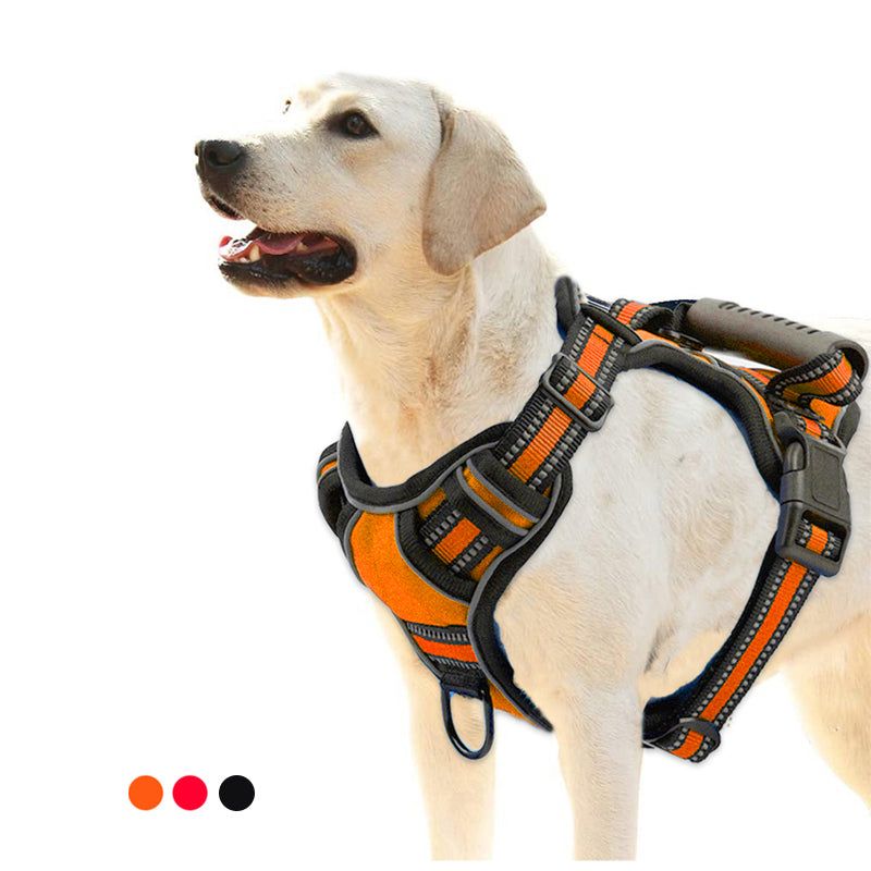 No-pull dog harness, breathable reflective vest
