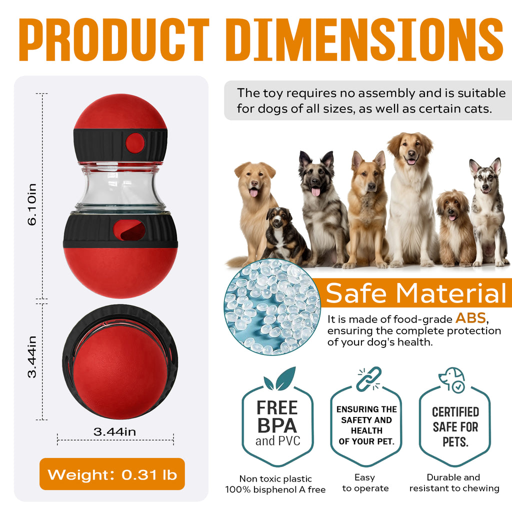 Treat dispensing ball, tough dog enrichment toy – alternate view