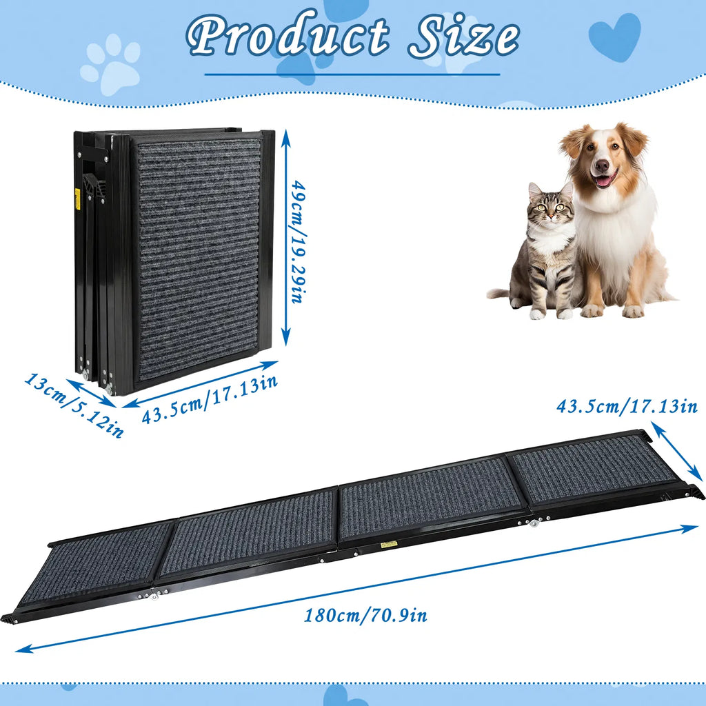 Folding dog car ramp, non-slip, 71in – alternate view