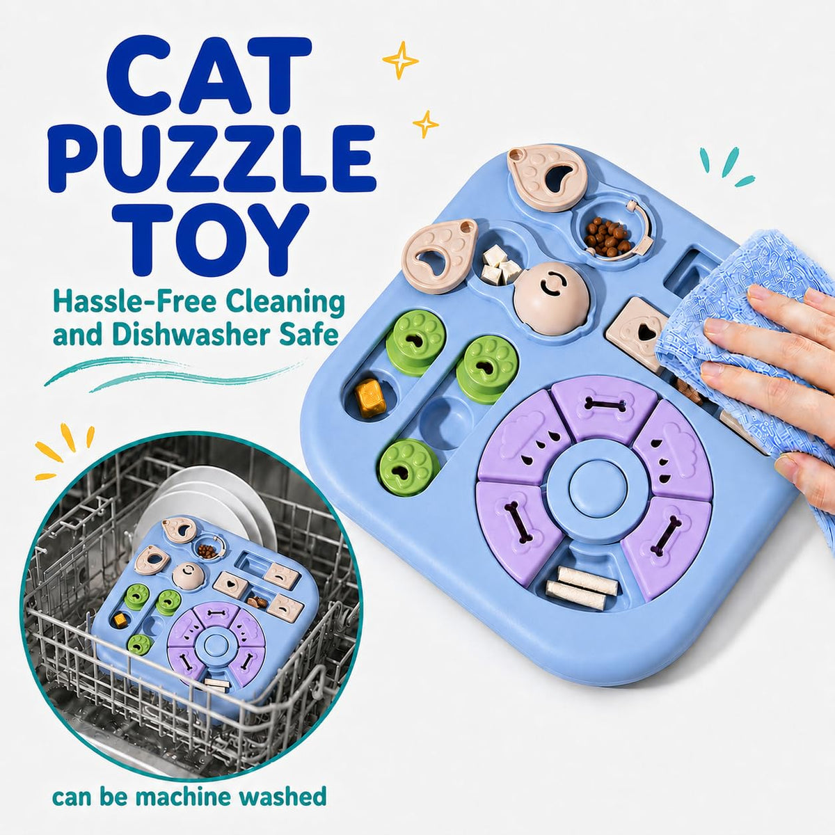 Cat maze puzzle feeder, slow feeder toy – alternate view