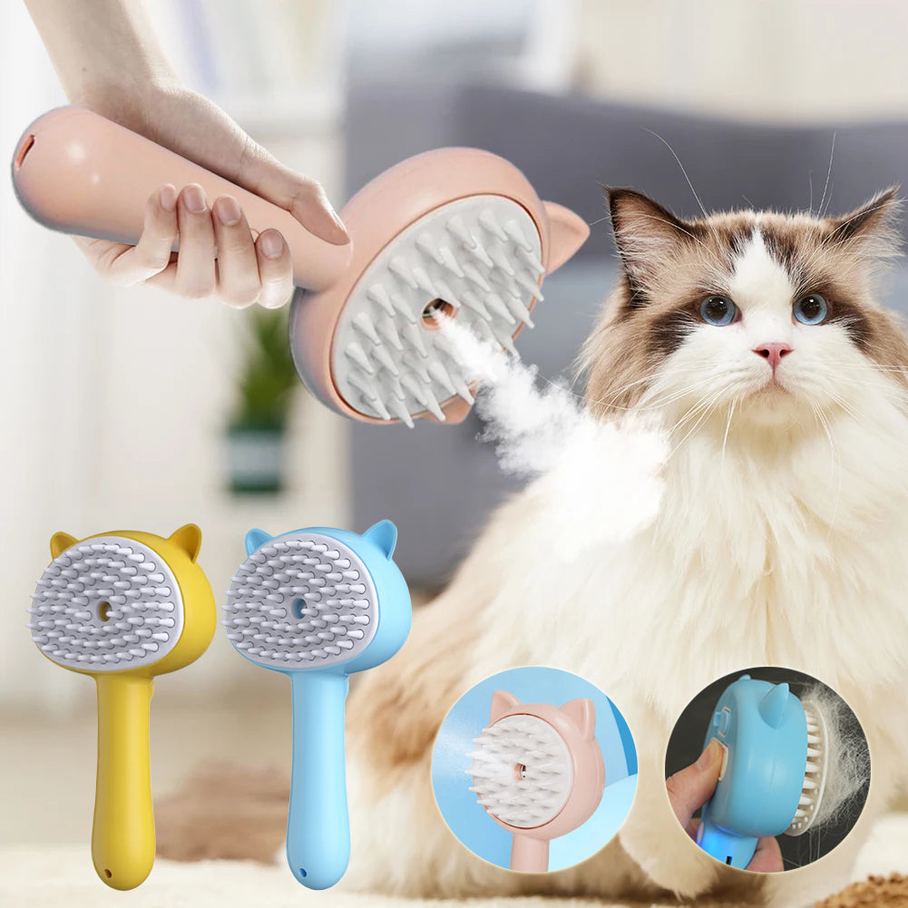 Rechargeable mist slicker brush, self-cleaning