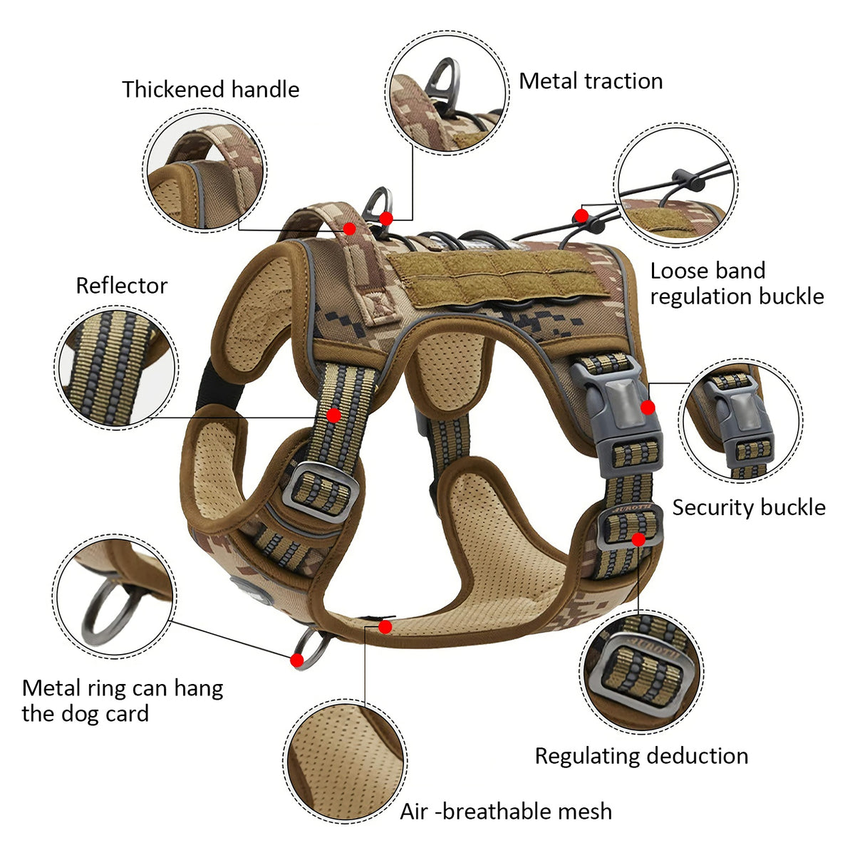 Tactical dog harness, no-pull vest, S-XL – alternate view