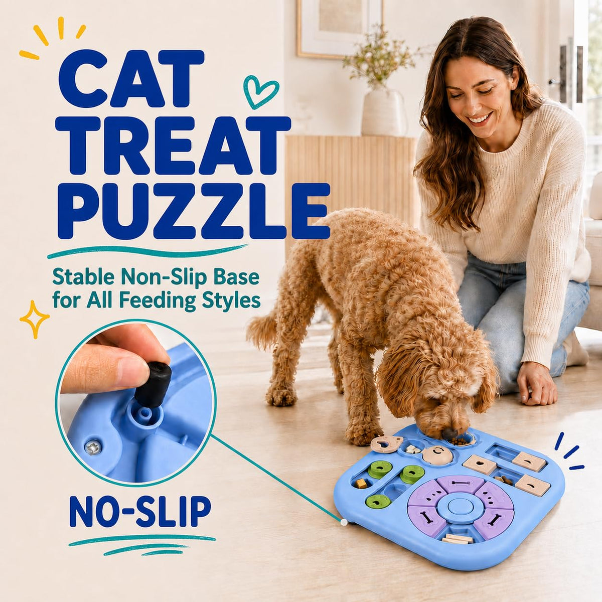 Cat maze puzzle feeder, slow feeder toy – alternate view