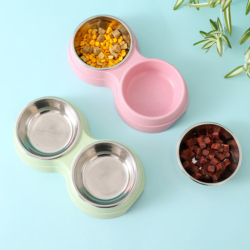 Double steel pet bowl, food & water feeder – alternate view