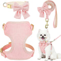 Small dog harness set, no-pull with bowtie