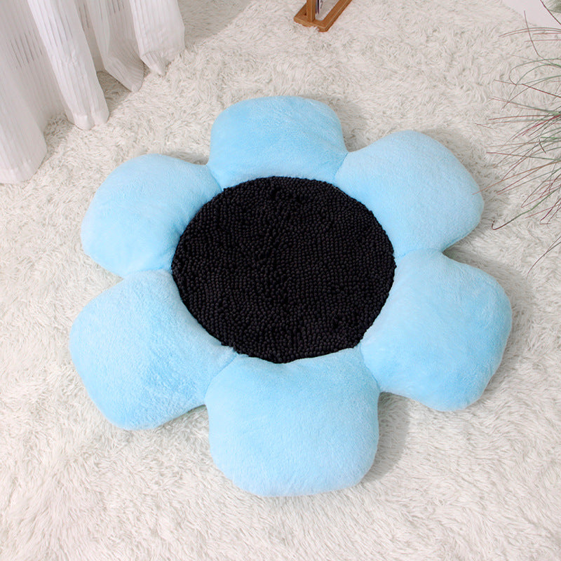 Round flower cat nest, warm plush all seasons – alternate view