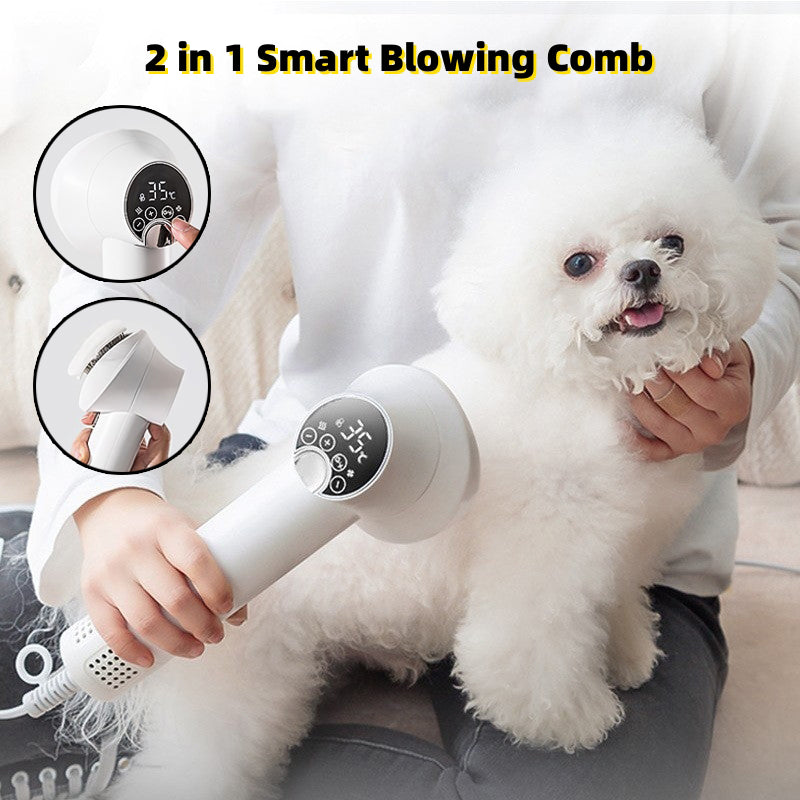 Smart 300W pet hair dryer with integrated comb