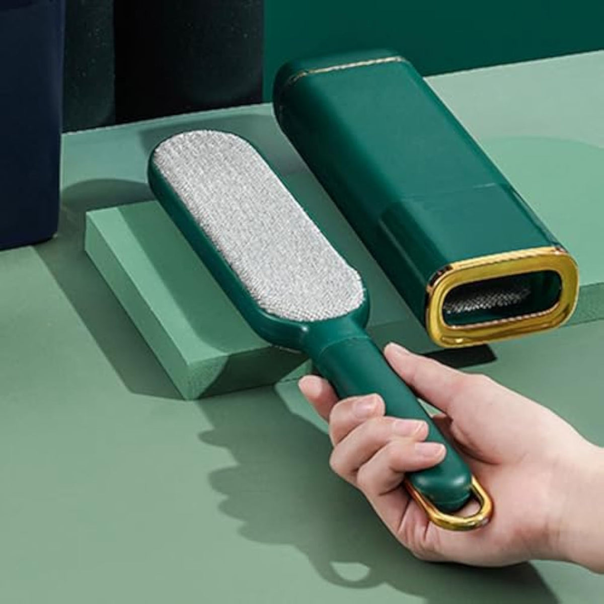 Self-cleaning pet hair collector brush – alternate view