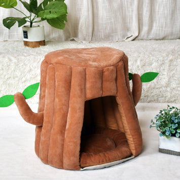 Enclosed cat house bed, cozy plush hideaway – alternate view