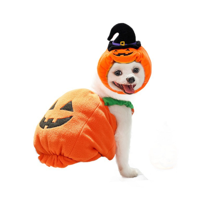 Pumpkin vest harness, pet Halloween costume – alternate view