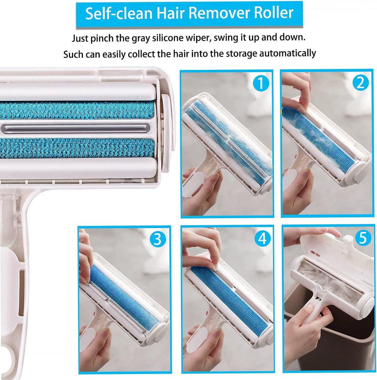 Paint-roller style pet hair remover – alternate view