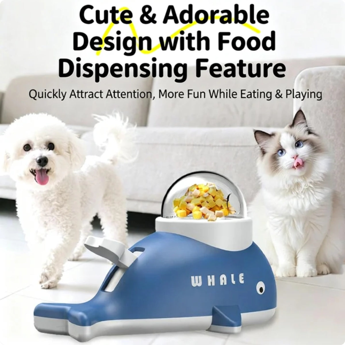Whale slow feeder toy, IQ training for pets – alternate view