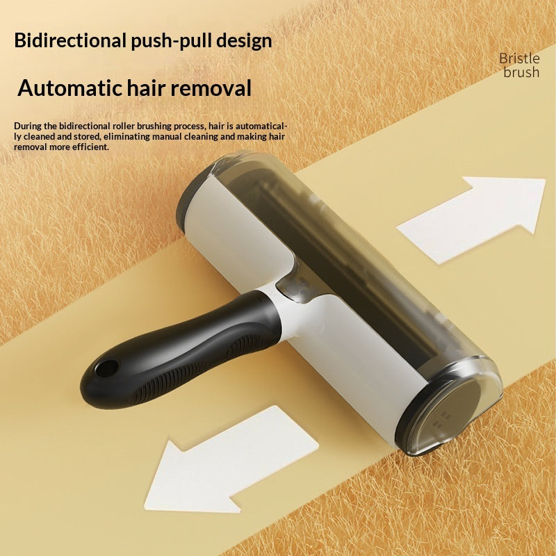 Self-cleaning pet brush, T-shaped roller for fur removal – alternate view